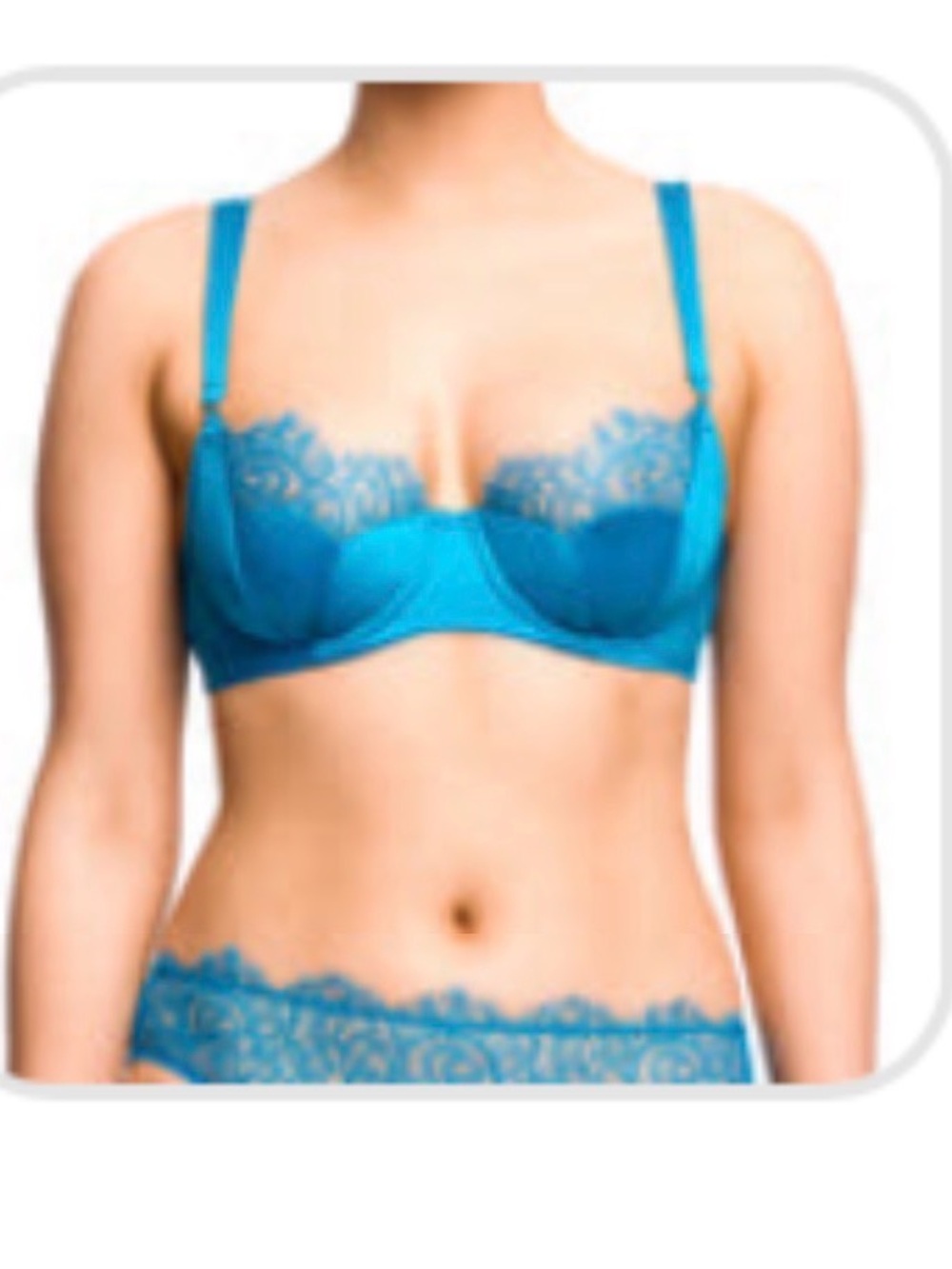 NWT dita von Teese Jewel blue Teal Lace-Trim Underwire Bra 34D